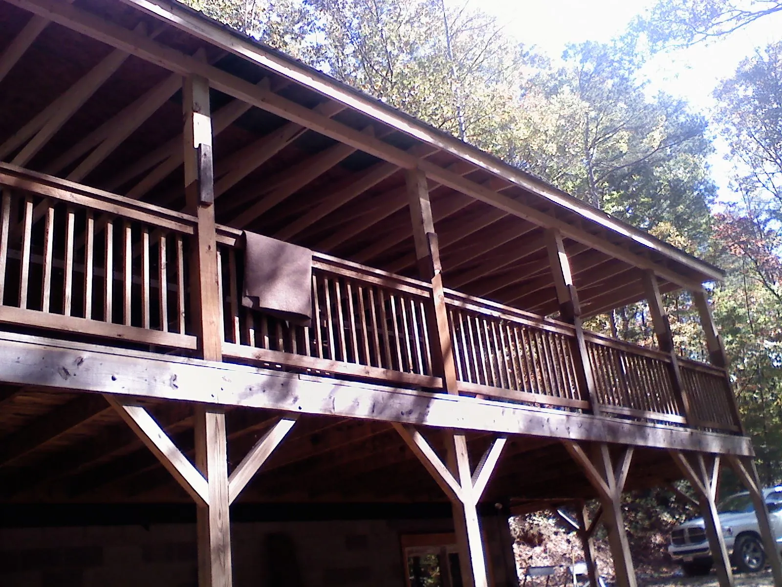 Timber framing under a new elevated porch and deck — Roof Leak Repair in Danville by Roofing Brothers